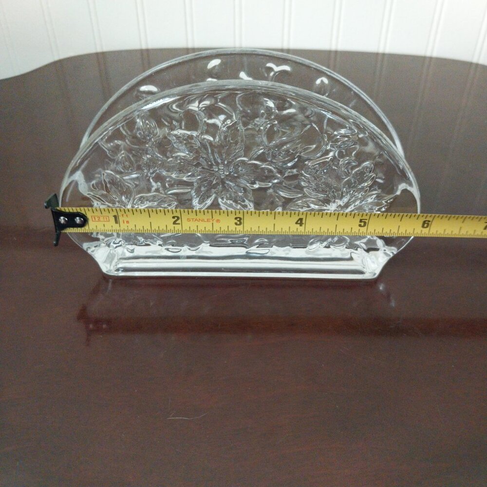 Vintage Princess House Fantasia Crystal Glass Poinsettia Napkin Holder #518 - Picture 7 of 8